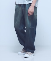【ヴィンテージ加工】 LIGHT CURVED DENIM /ワイドデニム/ライ