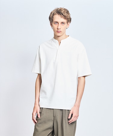 【接触冷感】Vネック スキッパーTシャツ/ヘンリーネック/COVEROSS(R)