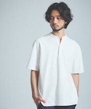 【接触冷感】Vネック スキッパーTシャツ/ヘンリーネック/COVEROSS(R)