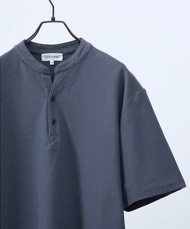 【接触冷感】Vネック スキッパーTシャツ/ヘンリーネック/COVEROSS(R)