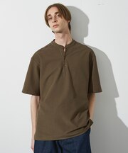 【接触冷感】Vネック スキッパーTシャツ/ヘンリーネック/COVEROSS(R)