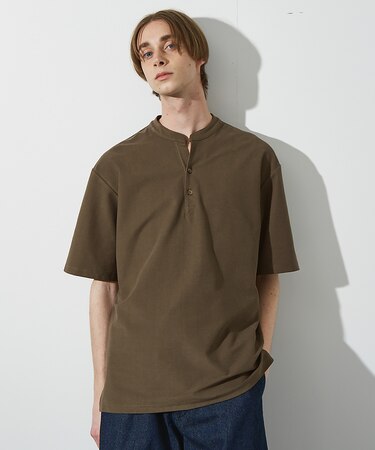 【接触冷感】Vネック スキッパーTシャツ/ヘンリーネック/COVEROSS(R)