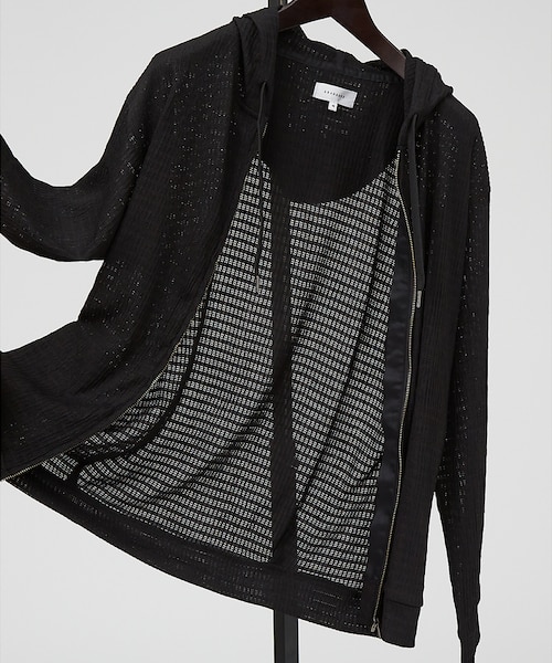   GOLF 総柄メッシュ ダブルジップパーカー M ブロック柄メッシュ ダブル ジップパーカー / シアーストレッチ