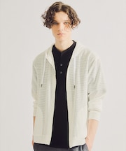 ブロック柄メッシュ　ダブル ジップパーカー / シアーストレッチ