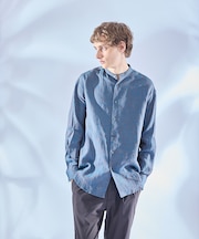 【LUXE Linen Solaro】バンドカラー リネンシャツ