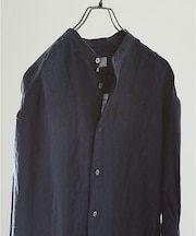 【LUXE Linen Solaro】バンドカラー リネンシャツ