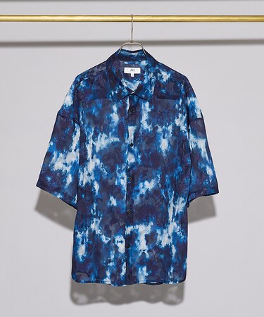 【AH ABAHOUSE】アブストラクト柄 シアーシャツ