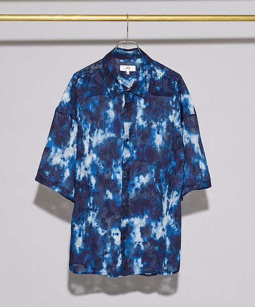 【AH ABAHOUSE】アブストラクト柄 シアーシャツ