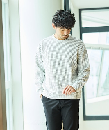 【立体ビッグワッフル】 長袖Tシャツ