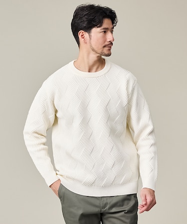 【ジオメトリック柄 / 軽量】プルオーバーニット