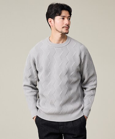 【ジオメトリック柄 / 軽量】プルオーバーニット