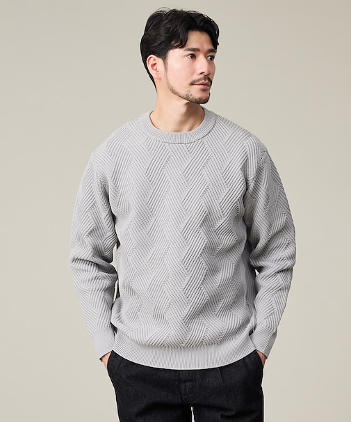 【ジオメトリック柄 / 軽量】プルオーバーニット