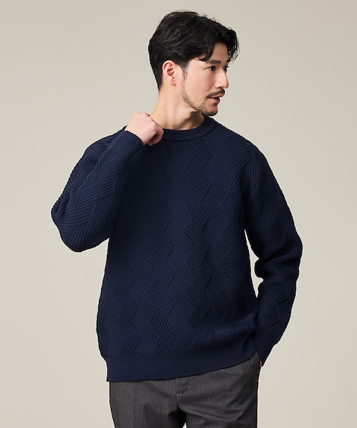 【ジオメトリック柄 / 軽量】プルオーバーニット