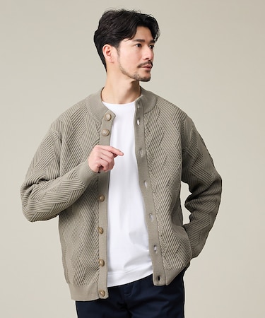 【ジオメトリック柄 / 軽量】スタンド カーディガン