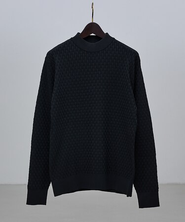 【軽量 / ハイストレッチ】ブロックチェック ジャガード ニット