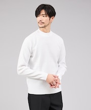 【軽量 / ハイストレッチ】ブロックチェック ジャガード ニット