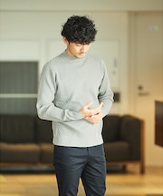 【軽量 / ハイストレッチ】ブロックチェック ジャガード ニット