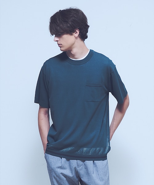 てる君愛用　SINSS ハーフスリーブメッシュニットシャツ セール】Half sleeve mesh knit shirt / ハーフスリーブメッシュ