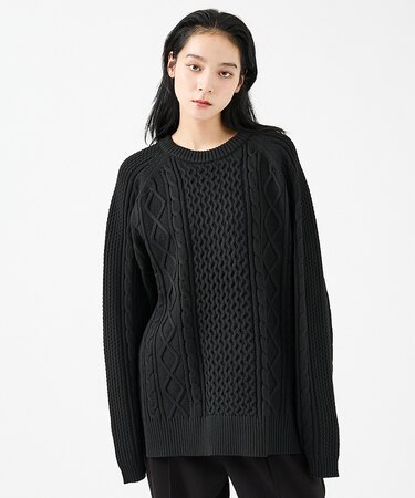 【FORTUNA/フォルトゥナ】ECOTEC-Knit/ケーブル柄ニットプルオー