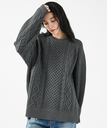 【FORTUNA/フォルトゥナ】ECOTEC-Knit/ケーブル柄ニットプルオー