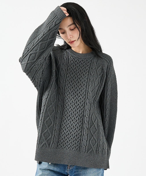 【FORTUNA/フォルトゥナ】ECOTEC-Knit/ケーブル柄ニットプルオー