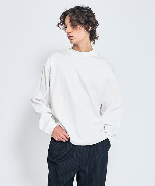 【シルケット加工】モックネック ロングTシャツ