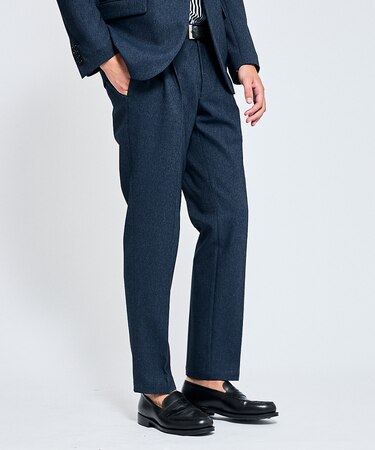 【セットアップ対応】デニムライク ワンタック イージースラックス / 2WAYス