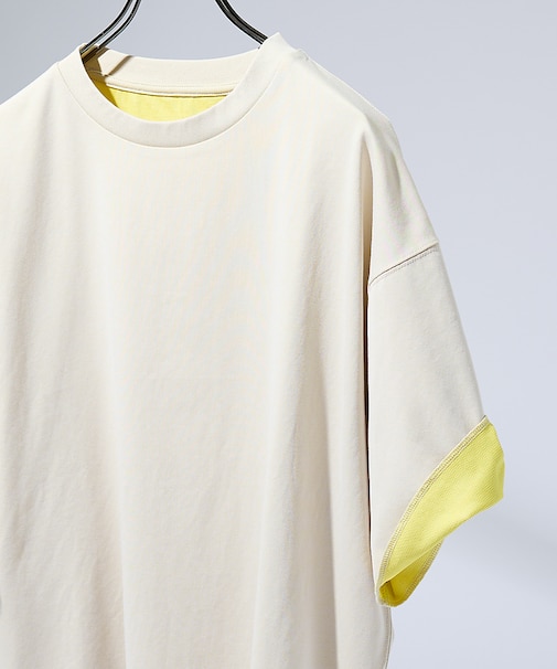 【リバーシブル配色】バックメッシュ 半袖Ｔシャツ / オーバーサイズ