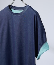 【リバーシブル配色】バックメッシュ 半袖Ｔシャツ / オーバーサイズ