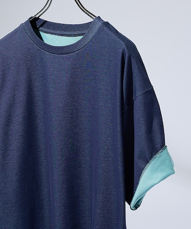【リバーシブル配色】バックメッシュ 半袖Ｔシャツ / オーバーサイズ