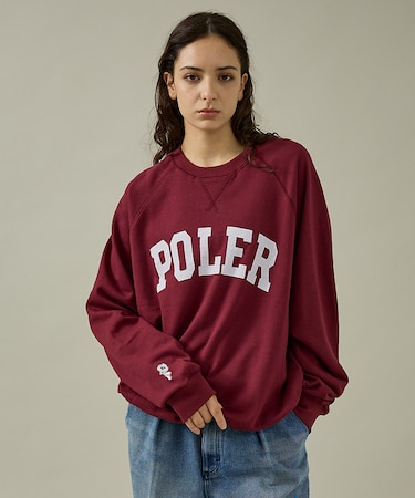 【POLER/ポーラー】COLLEGE RAGLAN CREW スウェット/カレ