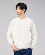 ダブルフェイス モールカノコ プルオーバー ライン切替えニット