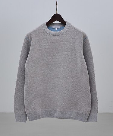 ダブルフェイス モールカノコ プルオーバー ライン切替えニット