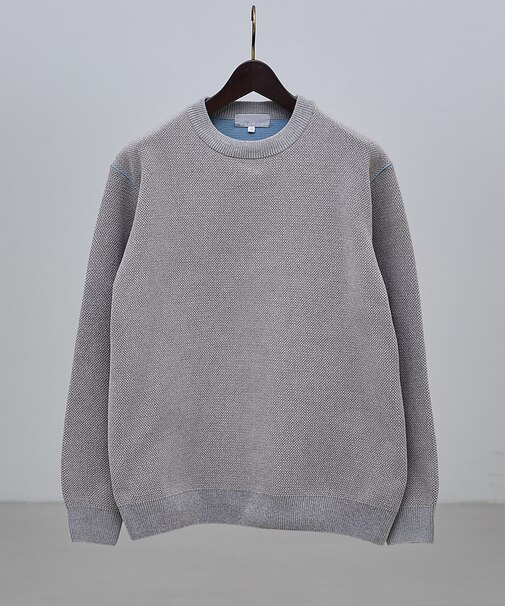 ダブルフェイス モールカノコ プルオーバー ライン切替えニット