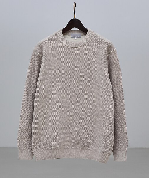 ダブルフェイス モールカノコ プルオーバー ライン切替えニット