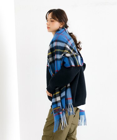 【TWEEDMILL/ツイードミル】大判チェック柄ストール/ユニセックス