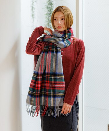 【TWEEDMILL/ツイードミル】大判チェック柄ストール/ユニセックス
