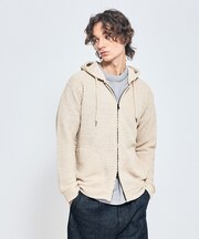 シェルニット ダブルジップパーカー