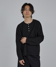 【AH ABAHOUSE】モダン カノコ スナップ ヘンリーネック ロングスリー