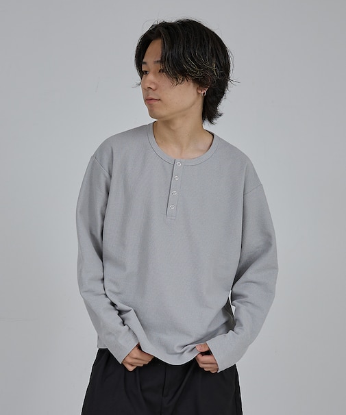 【AH ABAHOUSE】モダン カノコ スナップ ヘンリーネック ロングスリー