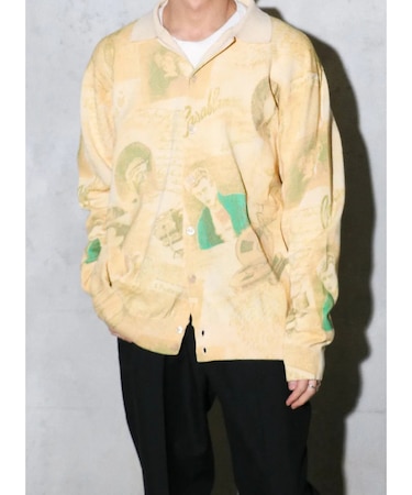 【TOWNCRAFT 】PRINTED POLO CARDIGAN/ポロカーディ