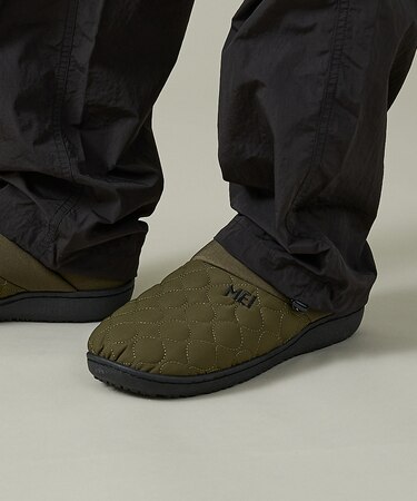 【MEI / メイ】ロゴ刺繍 内起毛 ウォーム キルティング ワンマイル サンダ