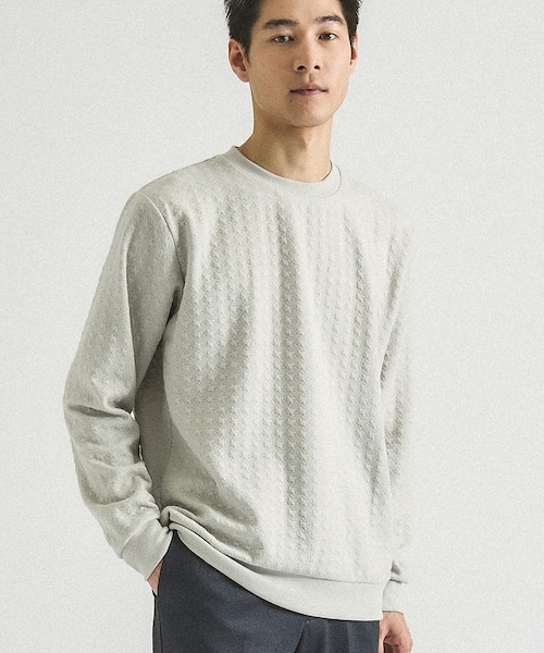 ソフトタッチ】フクレジャガード 千鳥柄 長袖Tシャツ