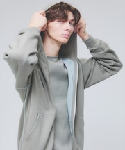 【リバーシブルカラー】14Gコットン ニット ZIPパーカー