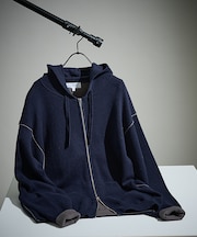 【リバーシブルカラー】14Gコットン ニット ZIPパーカー