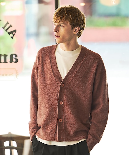 ウールミックス ブークレーニット カーディガン