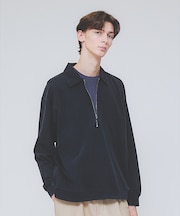 【ウォッシュ加工】ロング ハーフジップ プルオーバー / ロンT