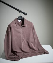 【ウォッシュ加工】ロング ハーフジップ プルオーバー / ロンT
