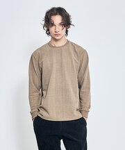 アイレットベロア　クルーネック長袖Tシャツ