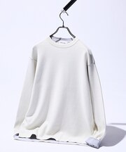 【リバーシブルカラー】14Gコットン ニットスウェット / クルーネックプルオー